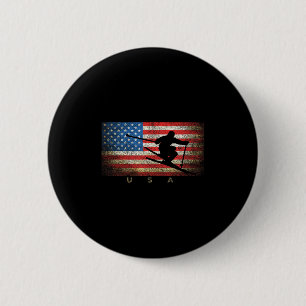 Vintage Usa Skiing American Flag Clic Women Girls  6 Cm Round Badge
