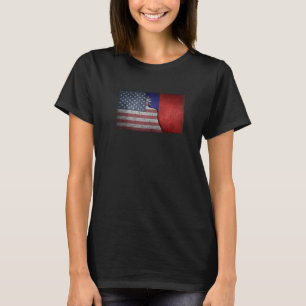 Vintage Usa Taiwan Flag Distressed American Taiwan T-Shirt
