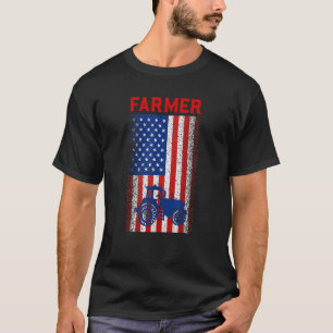 Vintage USA US Flag Patriotic Farmer Farming Farm T-Shirt