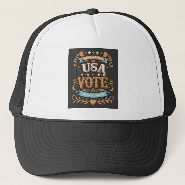 Vintage USA Vote Design Trucker Hat (Front)