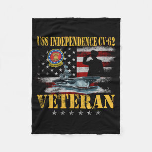 Vintage Uss Independence Cv-62 Aircraft Carrier Fl Fleece Blanket