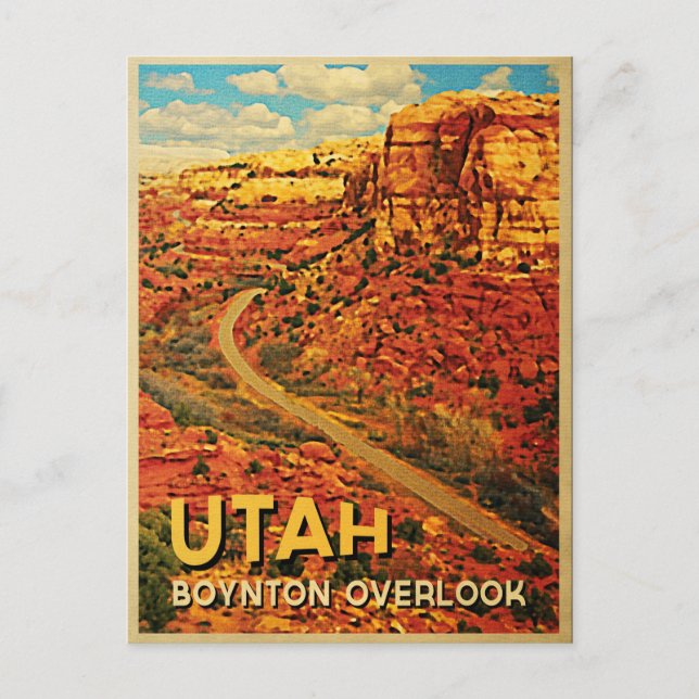 Vintage Utah Boynton Overlook Postcard (Front)