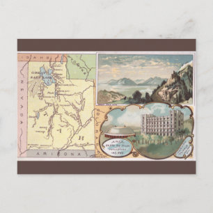 Vintage Utah Map Postcard