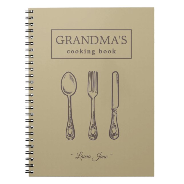 vintage utensils rustic recipe name grandma notebook (Front)