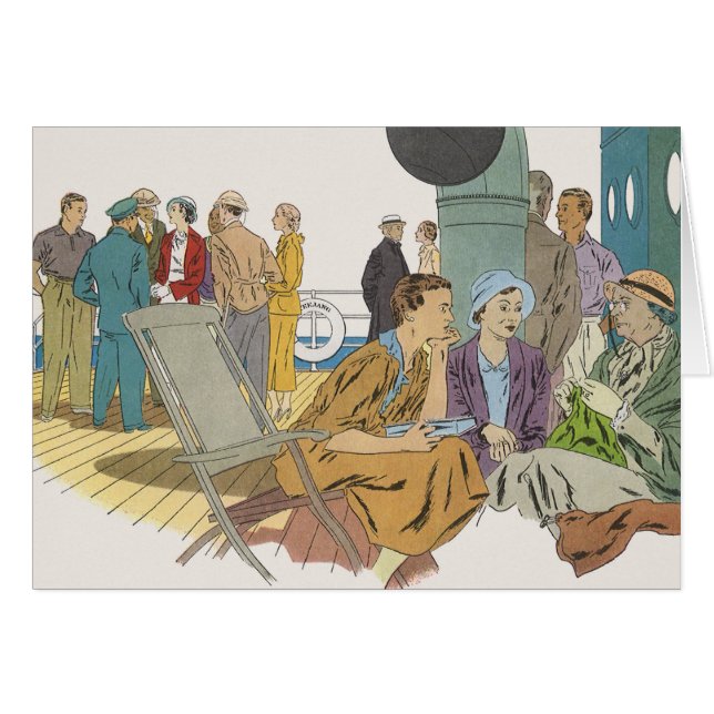 Vintage Vacation, Passengers Cruise Ship on Deck (Front Horizontal)