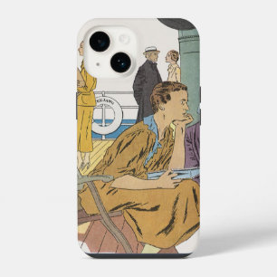 Vintage Vacation, Passengers Cruise Ship on Deck iPhone 14 Case