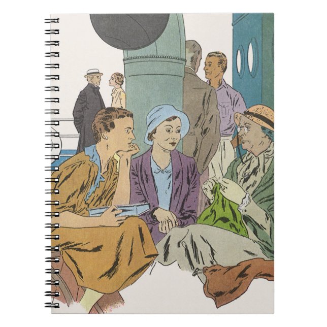 Vintage Vacation, Passengers Cruise Ship on Deck Notebook (Front)