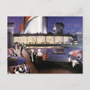 Vintage Vacation Travel, Cruise Ship on Pool Deck Postcard