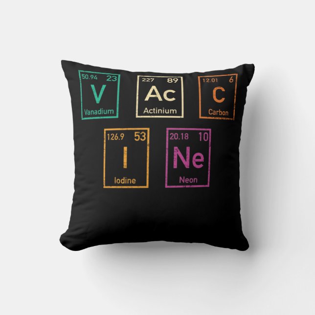 Vintage Vaccine Periodic Table Elements Spelling Cushion (Front)