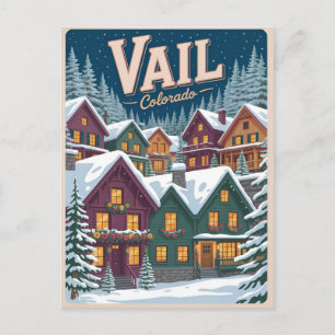 vintage Vail colorado outdoor winter snow ski  Postcard