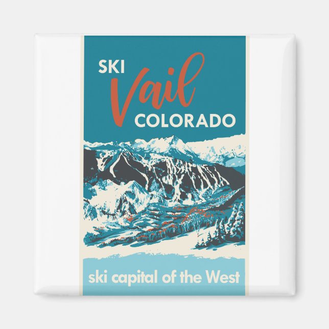 Vintage Vail Ski Poster Magnet (Front)