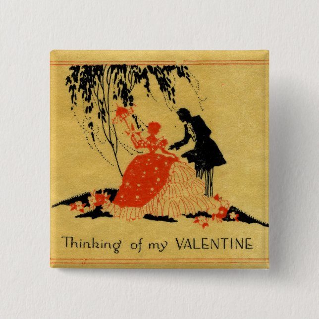 Vintage Valentine 15 Cm Square Badge (Front)