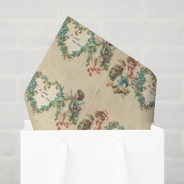 Vintage Valentine Angel tissue paper (Gift Bag)