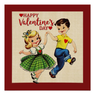 Vintage Valentine art love  Poster