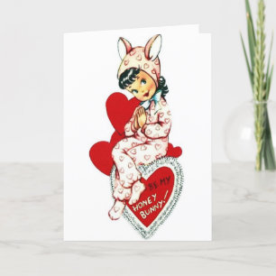Vintage Valentine - Be My Honey Bunny, Holiday Card