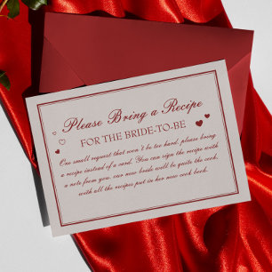 Vintage Valentine Bridal Shower Recipe Enclosure Card