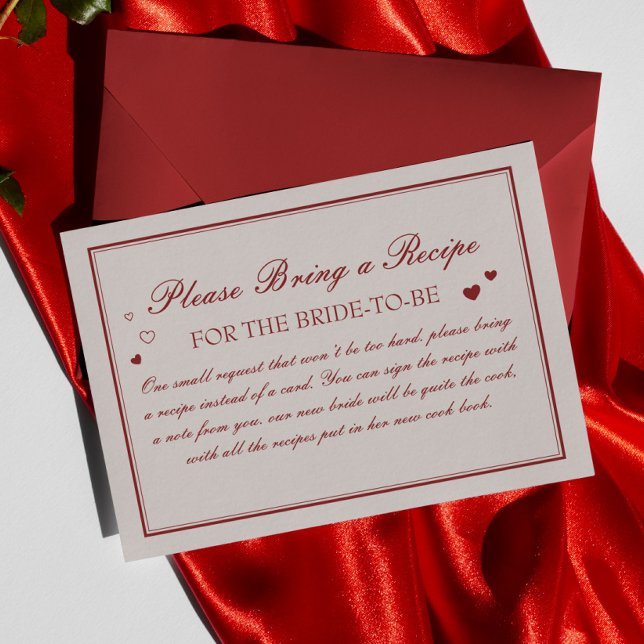 Vintage Valentine Bridal Shower Recipe Request Enclosure Card (Creator Uploaded)