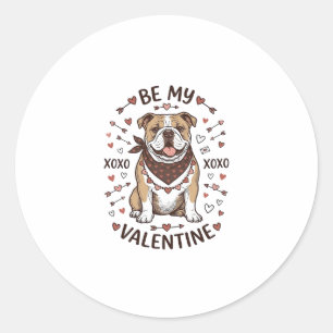 Vintage Valentine Bulldog XOXO Shirt Design_1 Classic Round Sticker