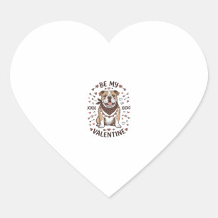 Vintage Valentine Bulldog XOXO Shirt Design_1 Heart Sticker