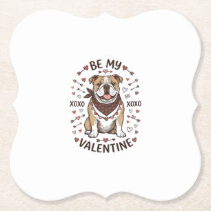 Vintage Valentine Bulldog XOXO Shirt Design_1 Paper Coaster