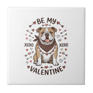 Vintage Valentine Bulldog XOXO Shirt Design_1 Tile