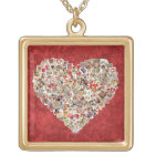 Vintage Valentine Card Heart Collage on Red