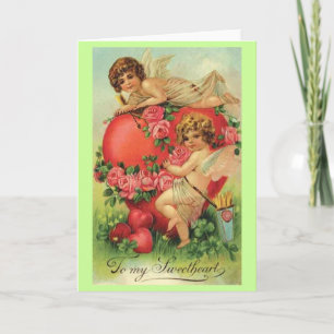 Vintage Valentine Card with Cupids