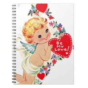 Vintage Valentine Cherub Angel Be My Love Spiral Notebook