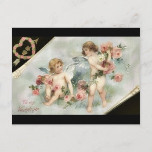 Vintage Valentine Cherubs Holiday Postcard