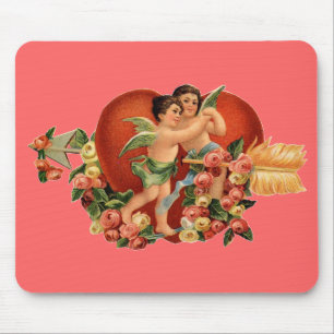 Vintage Valentine Cherubs Mouse Pad