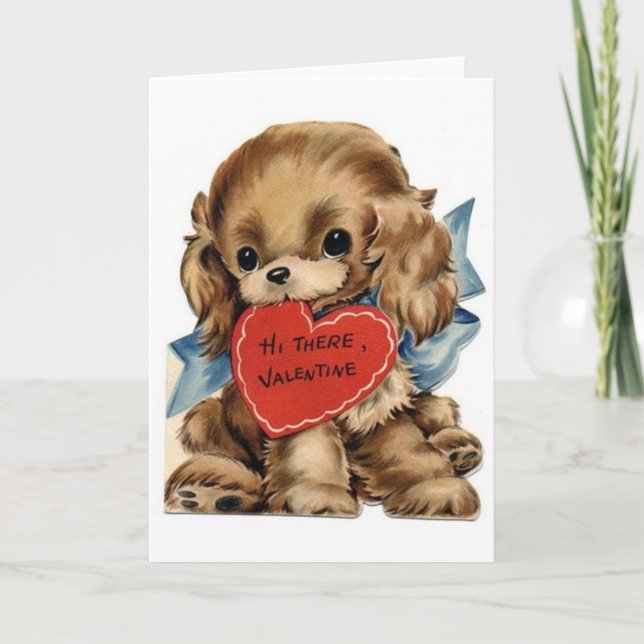 Vintage Valentine Cocker Spaniel Holiday Card (Front)