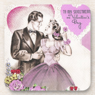 Vintage Valentine Couple Coaster