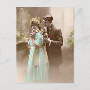 Vintage Valentine Couple Holiday Postcard