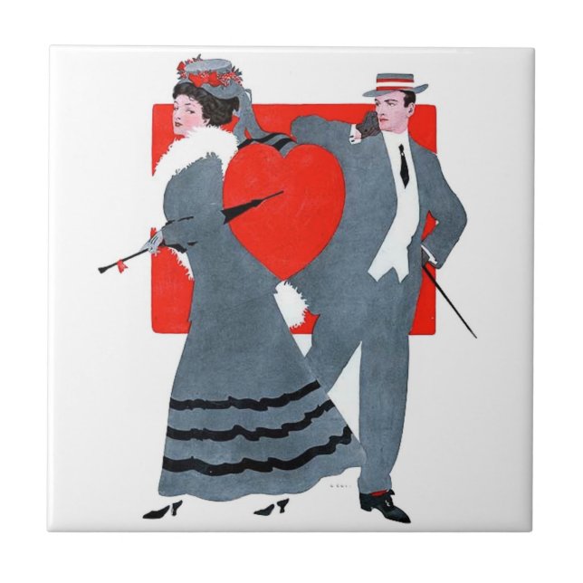 Vintage Valentine Couple  Tile (Front)