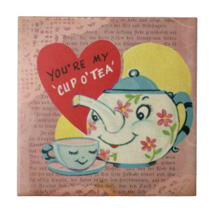 Vintage Valentine Cup of Tea Tile