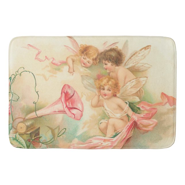 Vintage valentine cupid angel 1 bath mat (Front)