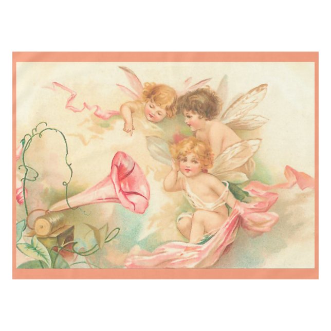 Vintage valentine cupid angel 1 tablecloth (Front (Horizontal))