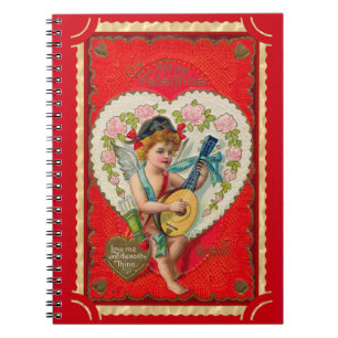 Vintage valentine cupid art musical notebook
