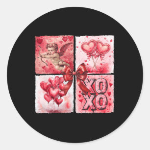 Vintage Valentine Cupid Xoxo Heart Llon Candy Coqu Classic Round Sticker
