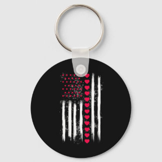 Vintage Valentine Day American Flag Heart Perfect  Key Ring