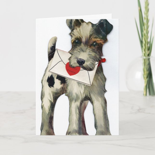 Vintage Valentine Dog Holiday Card (Front)