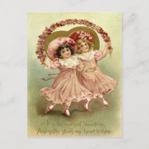 Vintage Valentine Girls Holiday Postcard