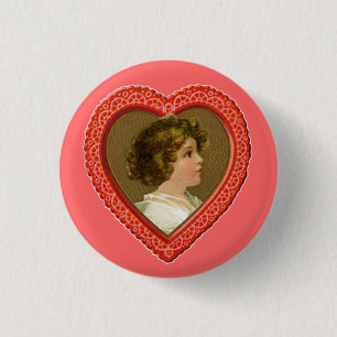 Vintage Valentine Heart 3 Cm Round Badge