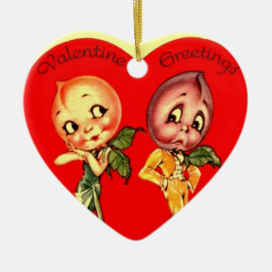 Vintage Valentine Heart Ceramic Tree Decoration