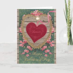 Vintage Valentine heart flowers CC0825 Scrapbook Holiday Card