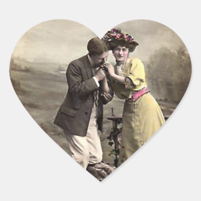 Vintage Valentine Heart Sticker (Front)