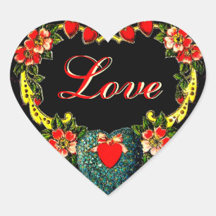 Vintage Valentine Heart Sticker
