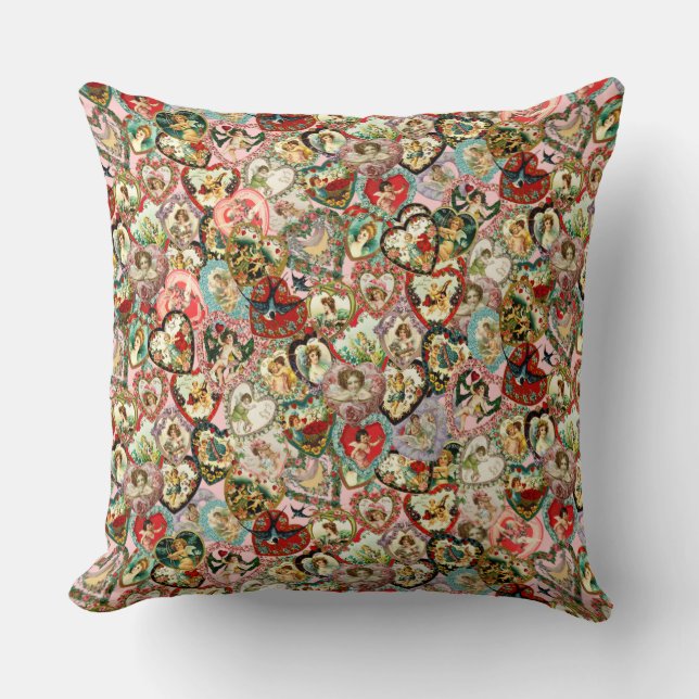 Vintage Valentine Hearts Cushion (Front)