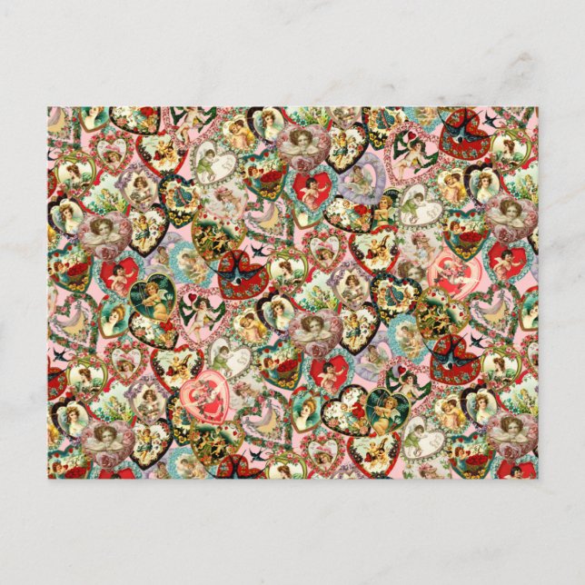 Vintage Valentine Hearts Holiday Postcard (Front)