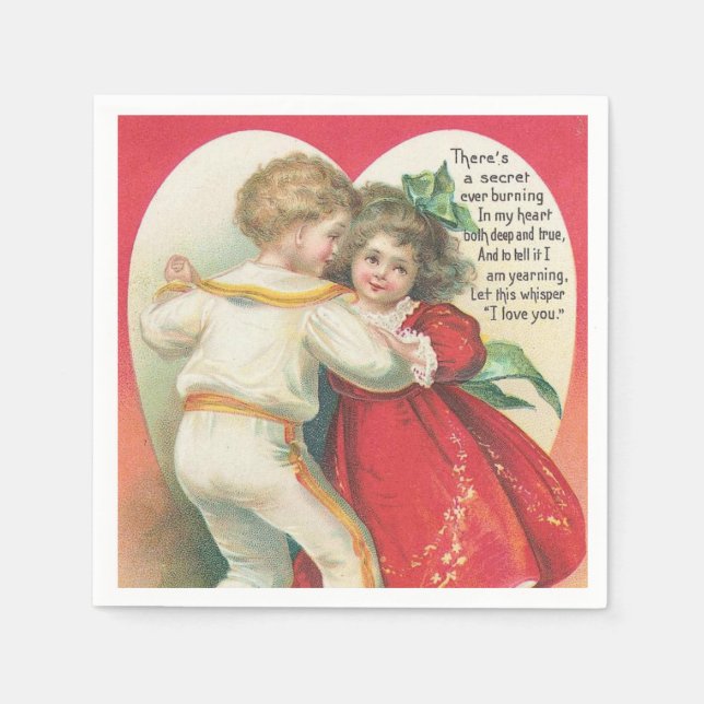 Vintage Valentine Holiday paper napkins (Front)